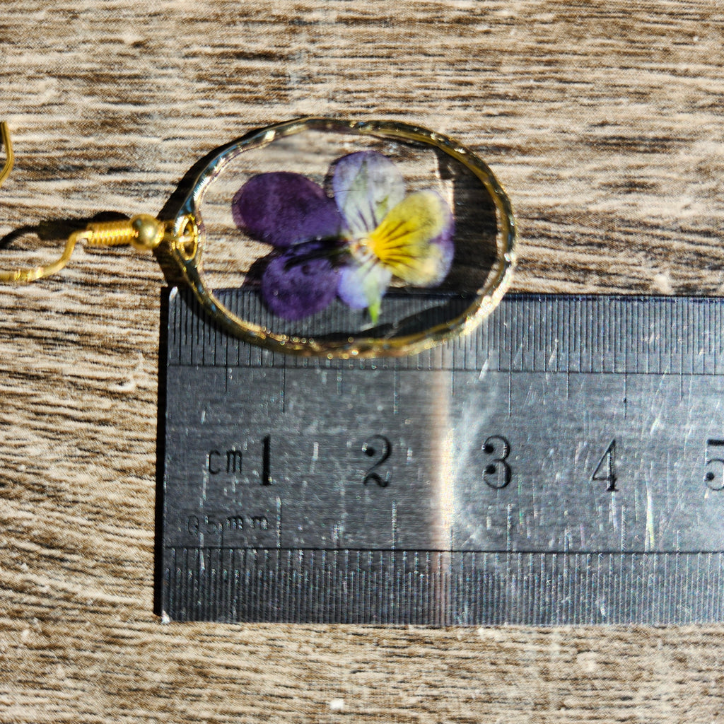 Boucles d'oreilles pensées viola tricolor