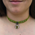 Collier ras-de cou macramé, coccinelle porte-bonheur